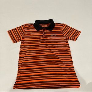 U.A. HeatGear Kids Polo Sz 7 Orange & Black Stripe
